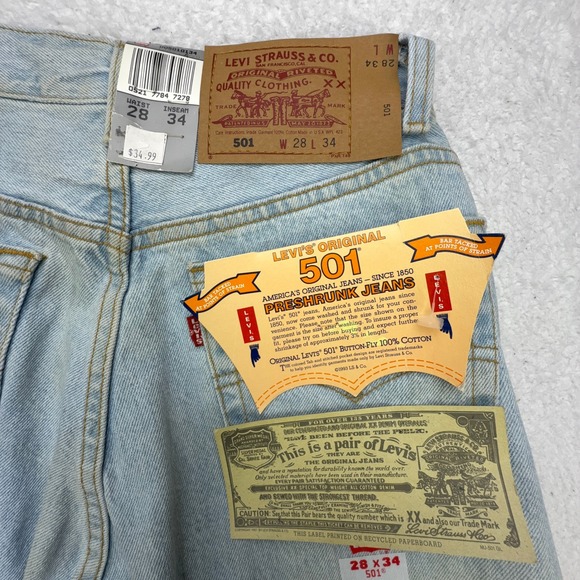 Levi's Other - Vintage Levis 501 Mens 28x34 Light Wash Straight Leg Jeans USA NWT NOS READ